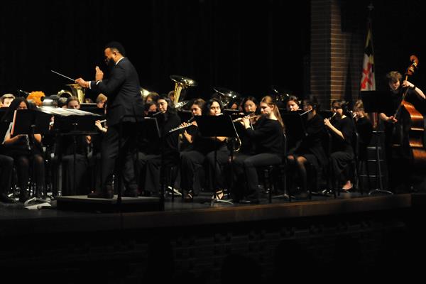 Students performing at the 2023-2024 All County Band Concert